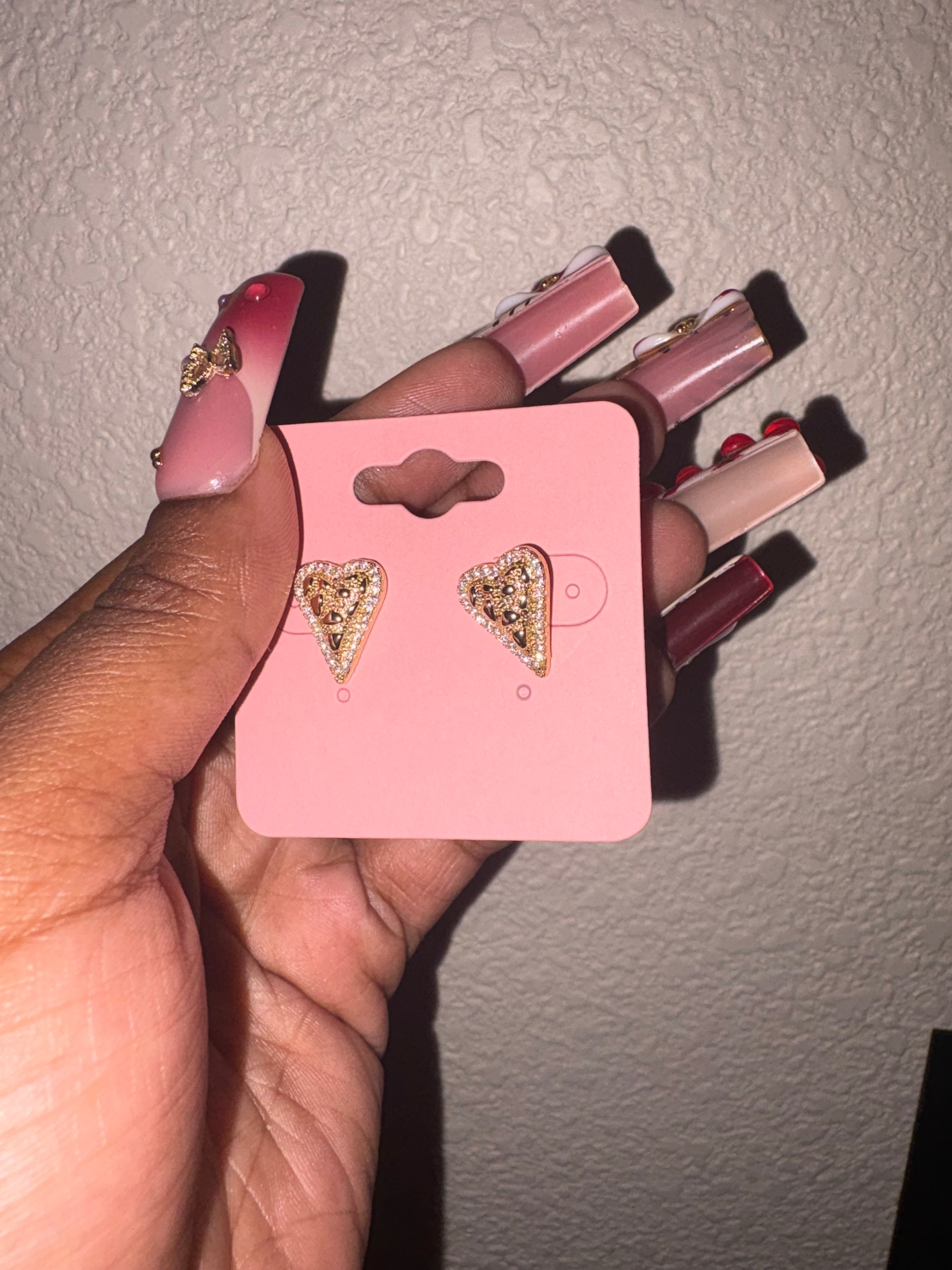 Bling Heart Nugget Studs