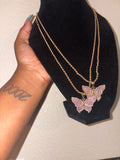Pink Diamond Butterfly Necklace