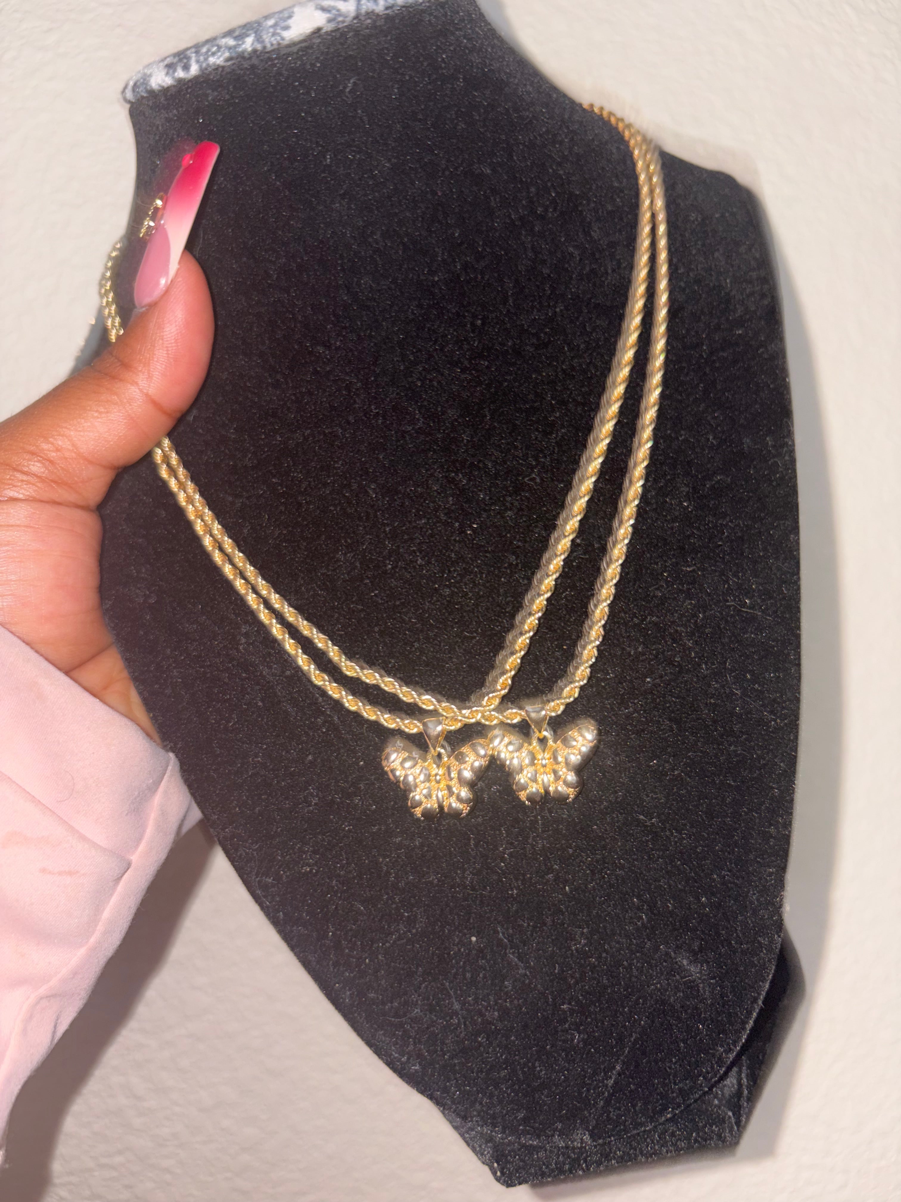 Gold Butterfly Nugget Necklace