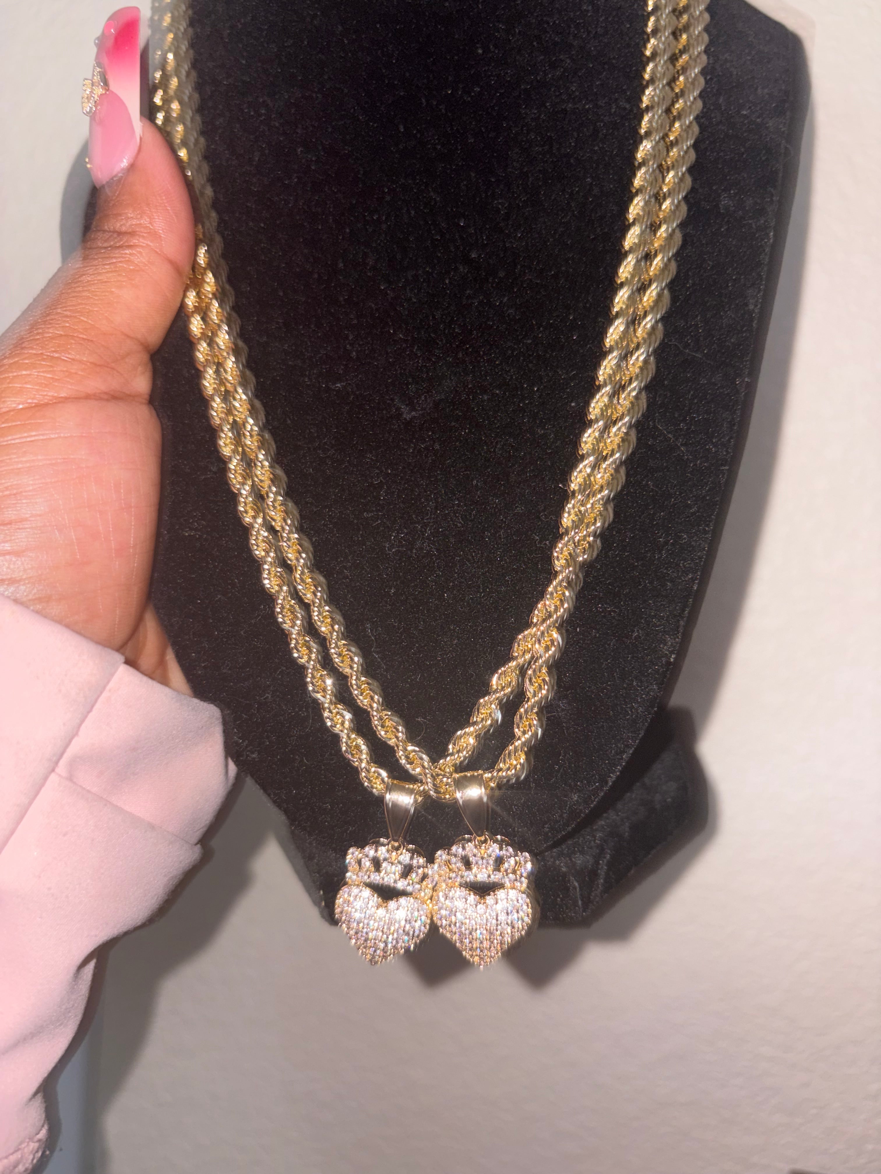 Bling Heart Crown Necklace