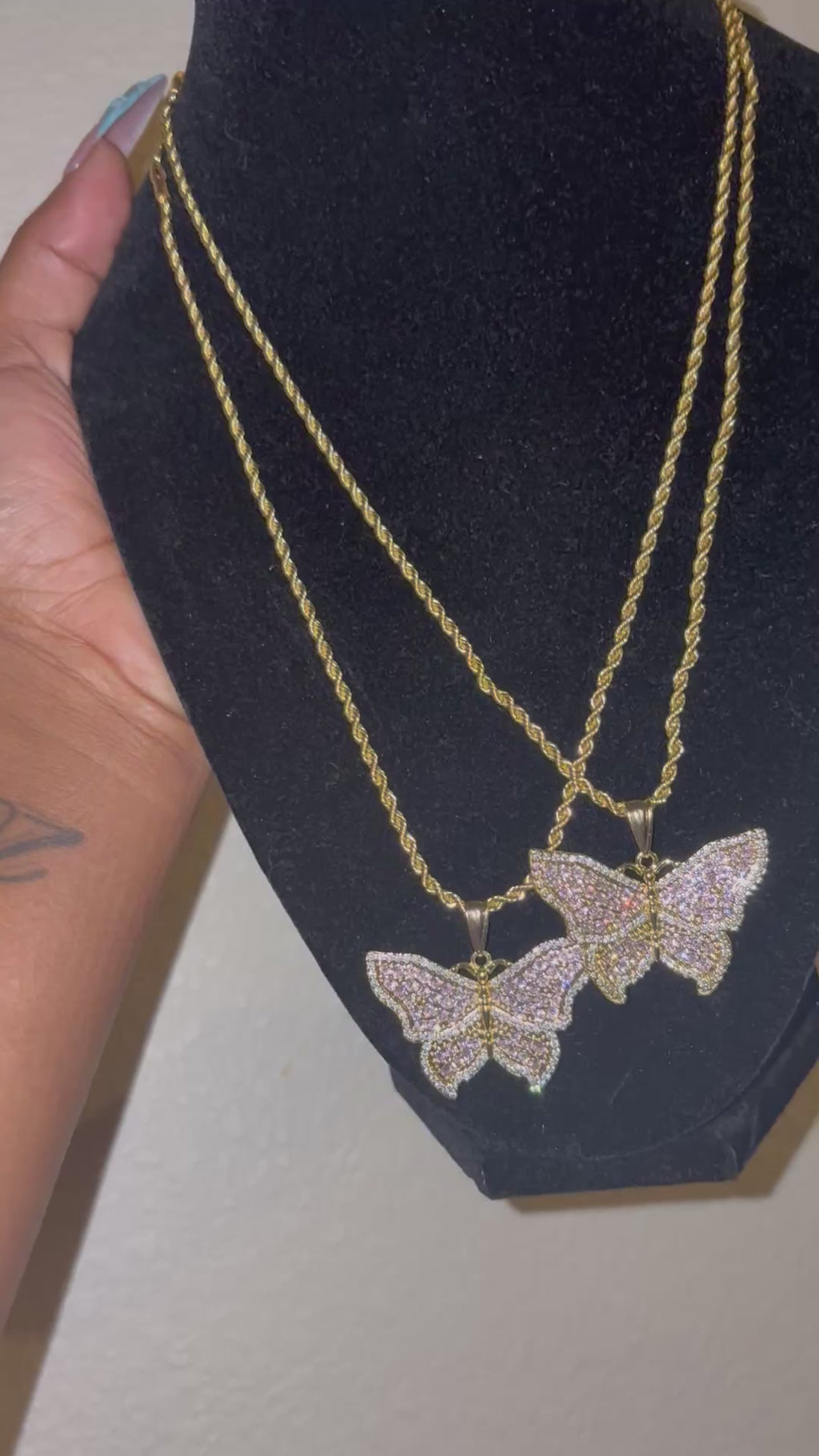 Pink Diamond Butterfly Necklace